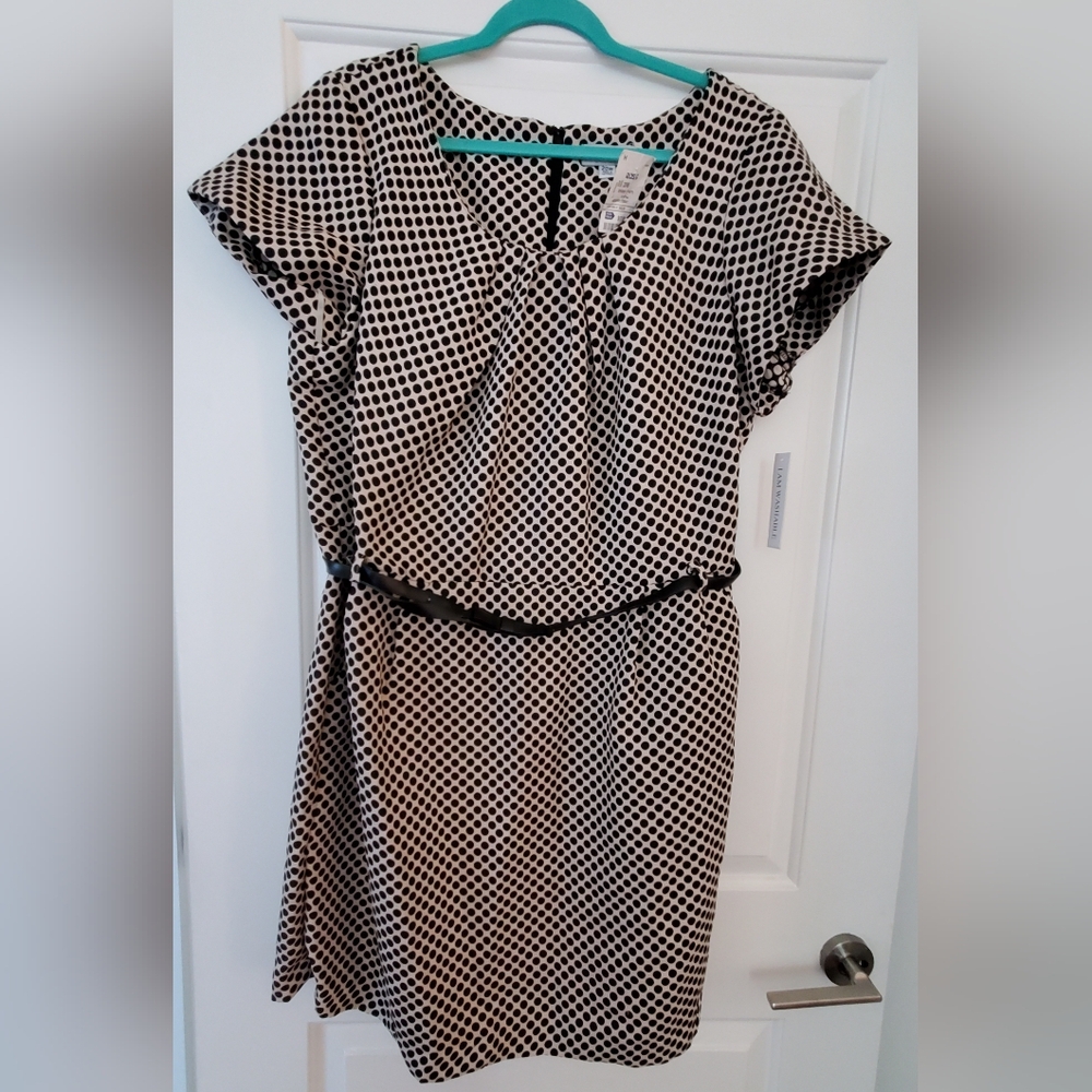 Tan and black polka dot dress